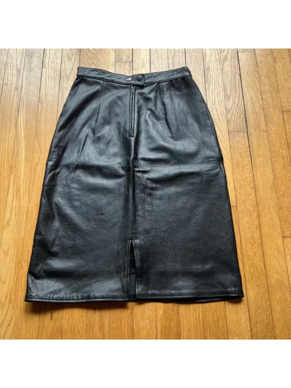Vintage Goth 90s Erez Sport Size 12 Leather Knee Length Straight Pencil Skirt - Picture 14 of 16